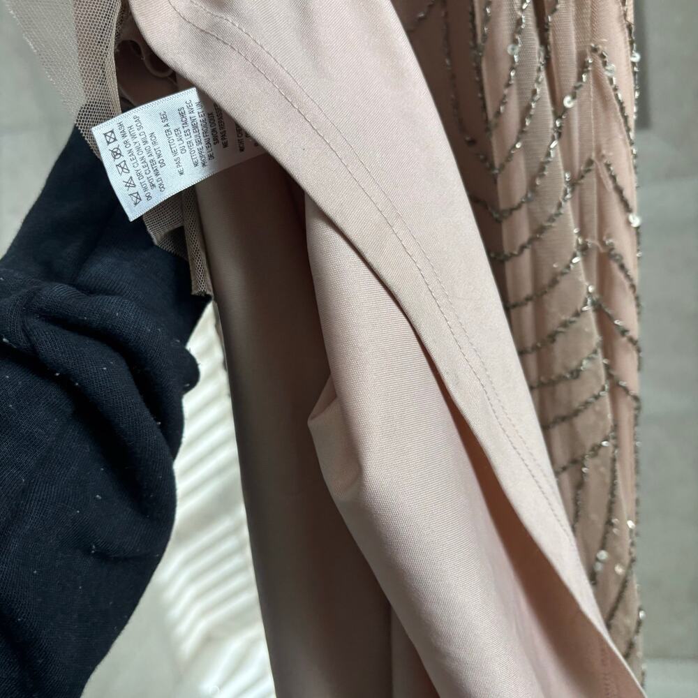 Adrianna Papell Art Deco Beaded Blouson Gown Pink Bridal Beaded Sz 2 Formal - Picture 16 of 16